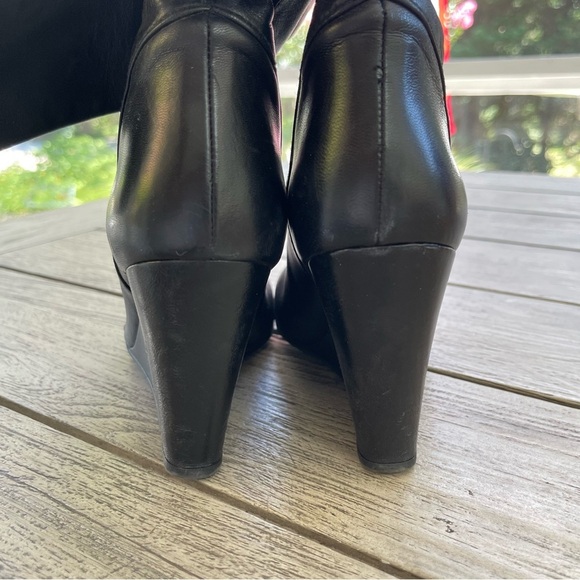 Stuart Weitzman Black Over the Knee Wedge Boots Womens Size 7 - Picture 5 of 12